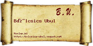 Bölcsics Ubul névjegykártya